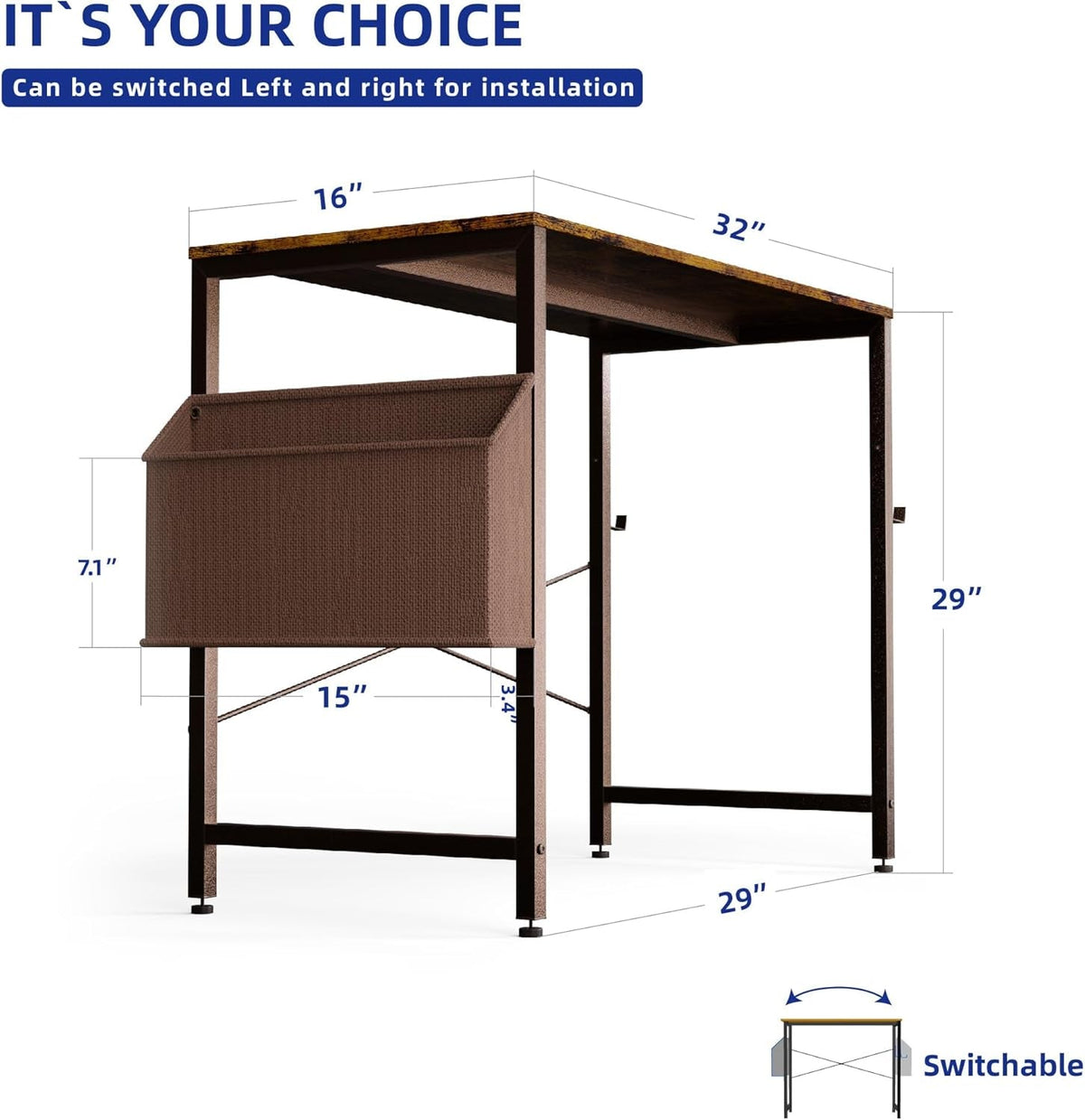 32 Inch Computer Desk For Small Spaces With Storage And Headphone Hook