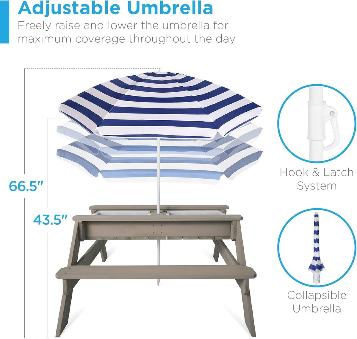 Gray Navy Kids Three In One Sand And Water Table Umbrella
